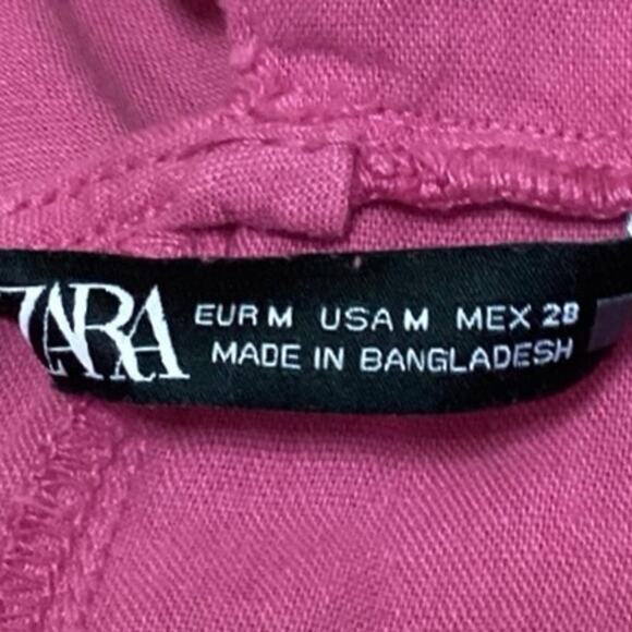 Zara Pink Square Neck Sleeveless Lace Up A-Line Flare Cami Tank Mini Dress Sz M - Picture 3 of 4